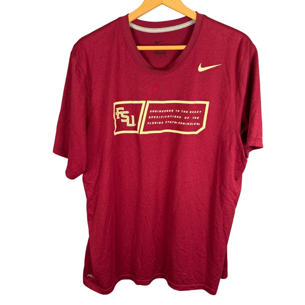 Nike FSU Florida State Seminoles Dri-FIT Shirt Mens XL Burgundy Garnet Tee